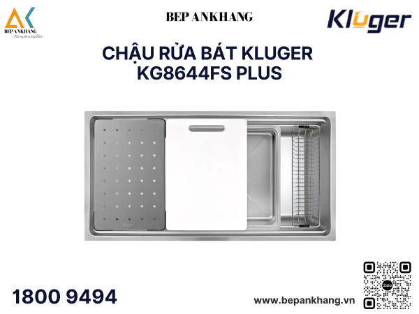 Chậu rửa bát Kluger KG8644FS Plus - Inox 304 Posco - Linen dập nổi chống xước